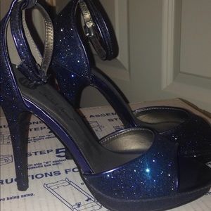 Blue sparkly heels
